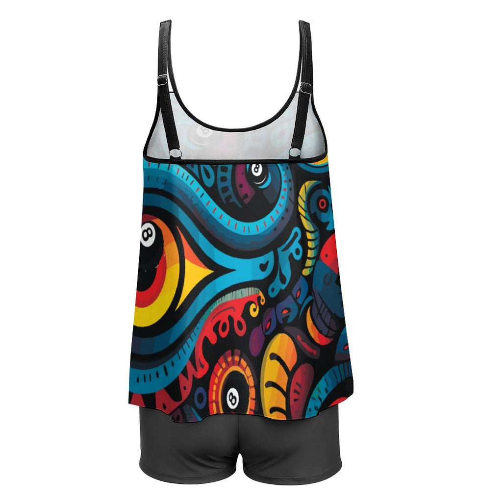 Tankini Two Piece Swimsuit(All-Over Printing on the Top)