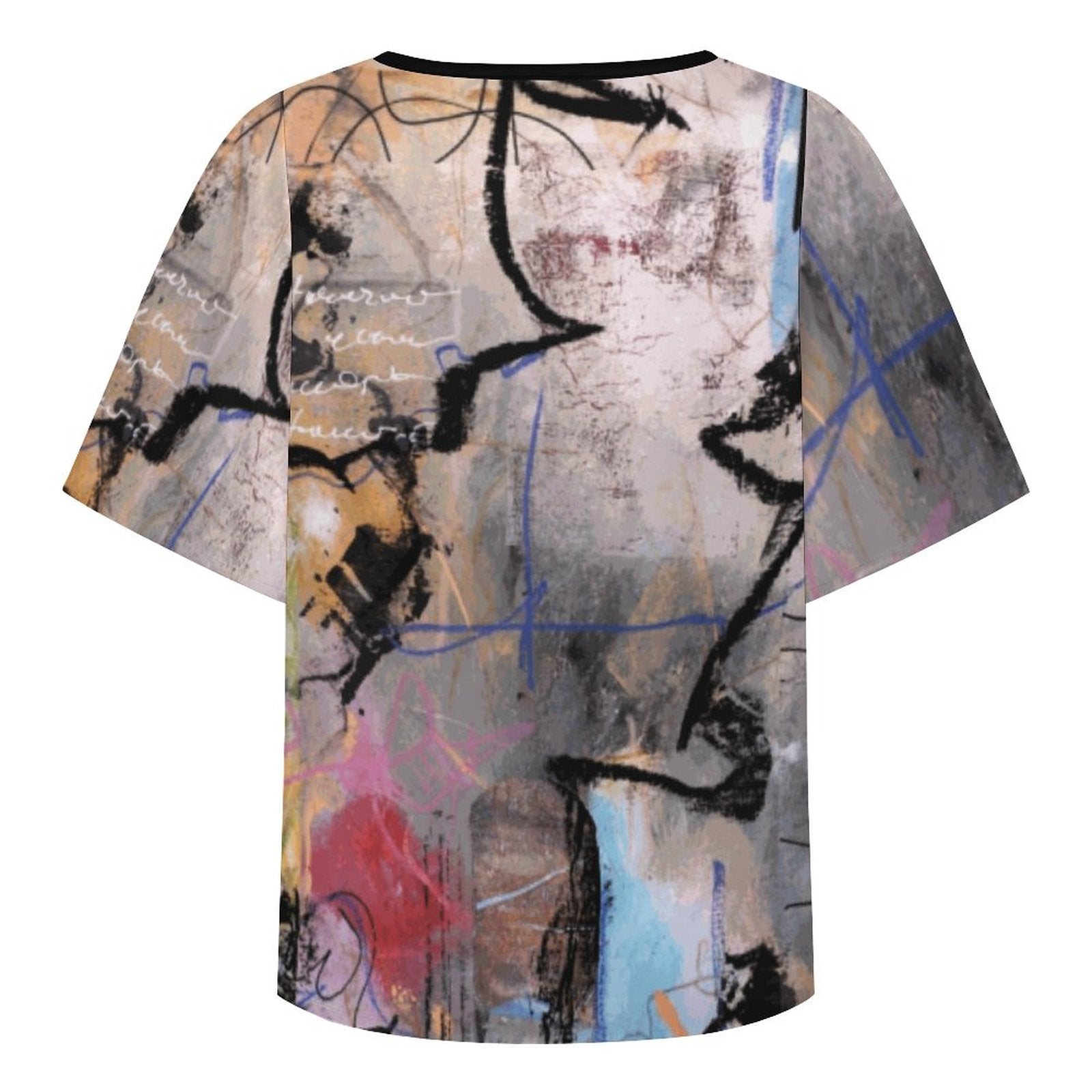City Collection - Women's V-Neck Cold Shoulder Ruffled Sleeve Top