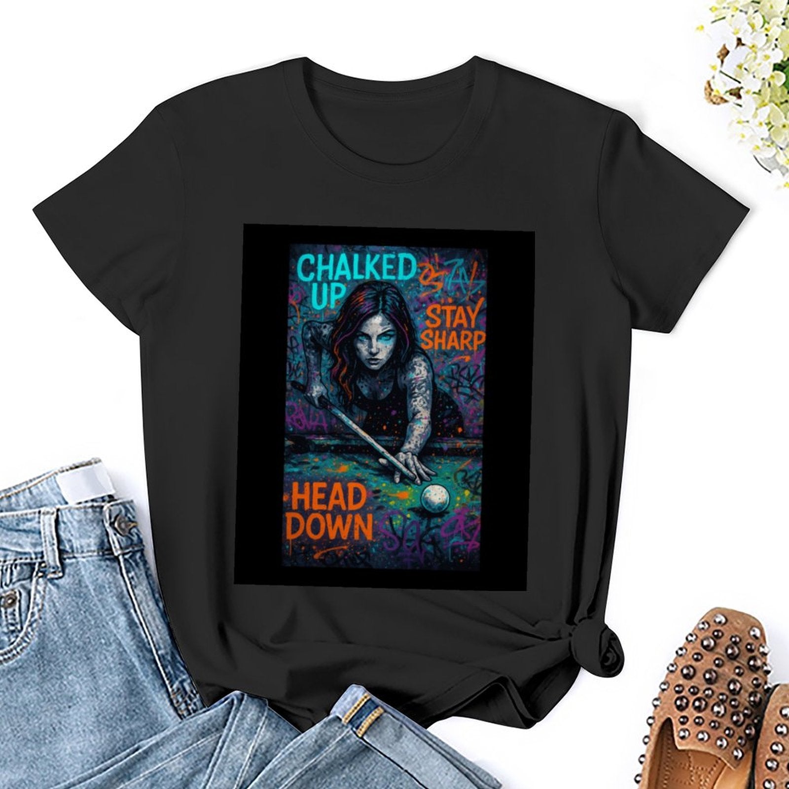Chalked Up – Women’s Front Print Graphic T-Shirt