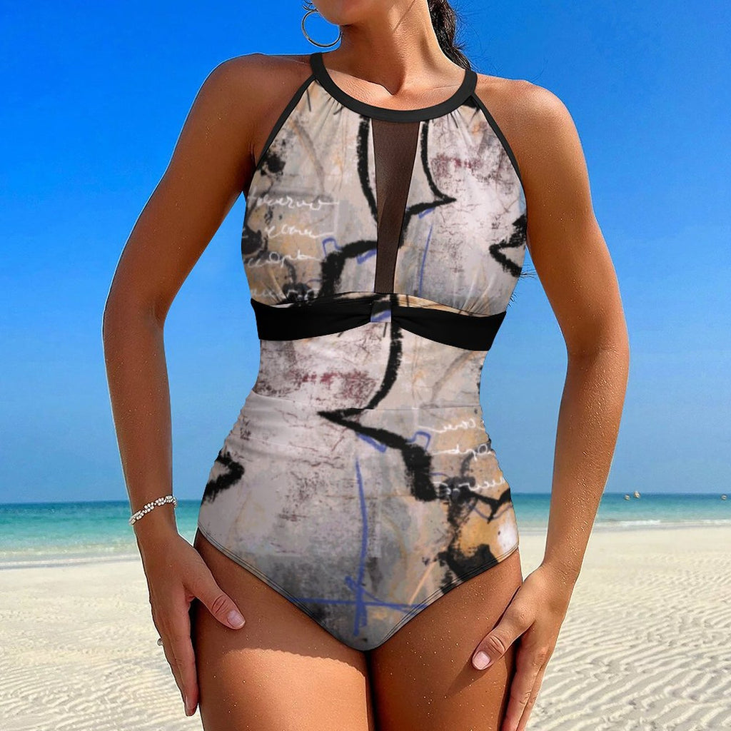 City Collection - Sheer Mesh One-Piece Swimsuit