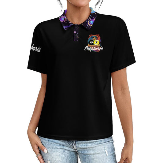 Cuephoria -  Button-Down Polo Shirt for Women