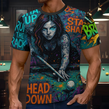 "Chalked Up"  Billiards Graphic Men’s T-Shirt –  Soft Touch, Ultra-Vivid Design