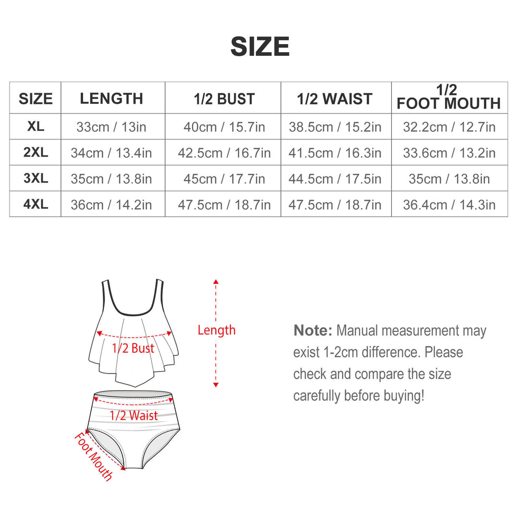 Plus Size Women's Two piece Swimsuit with Tankini(All-Over Printing)