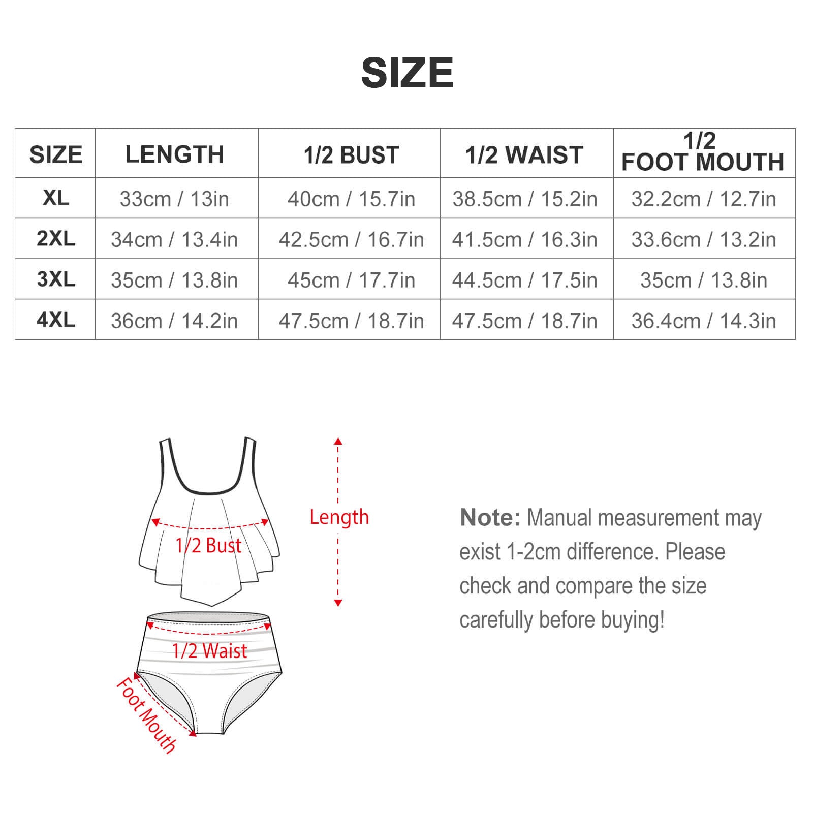 Plus Size Women's Two piece Swimsuit with Tankini(All-Over Printing)