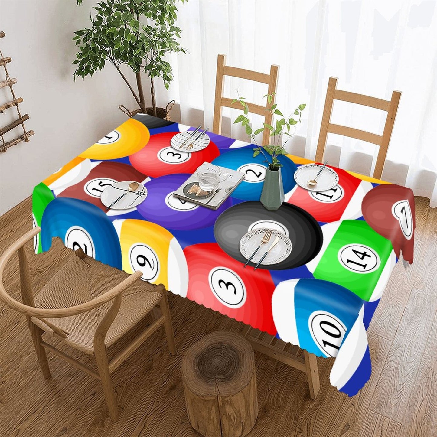 Poolball Rectangular Tablecloth – Billiards-Inspired Table Cover