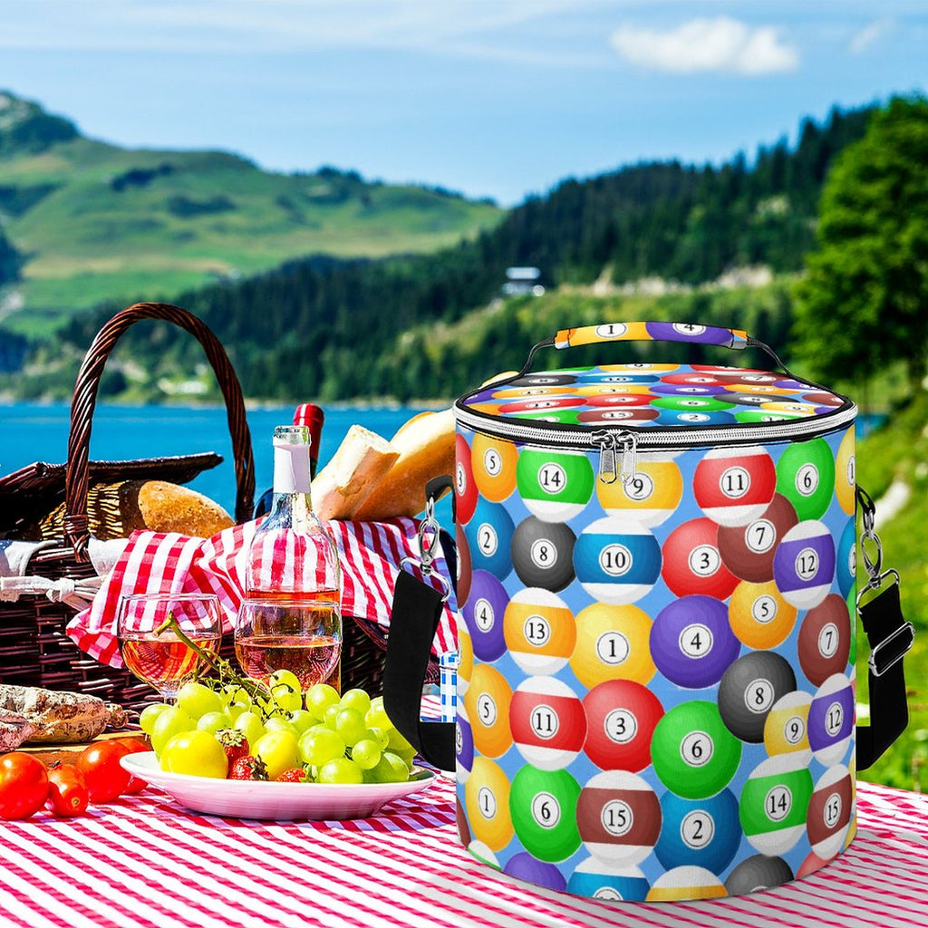 Pool Balls Collection: Round Collapsible Insulated Cooler Bag with Shoulder Strap