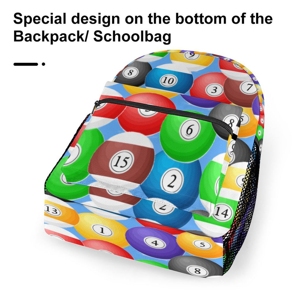 Pool Balls Collection: Durable Children's School Backpacks(2 Sites)