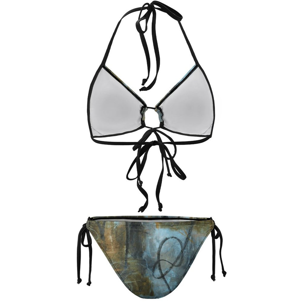 Halter Tie Front Bikini Set(All-Over Printing)