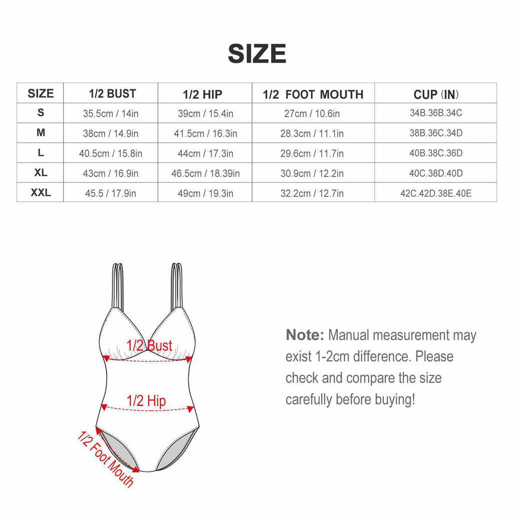 Women's One Piece Swimsuit Tummy Control V Neck Swimwear(All-Over Printing)
