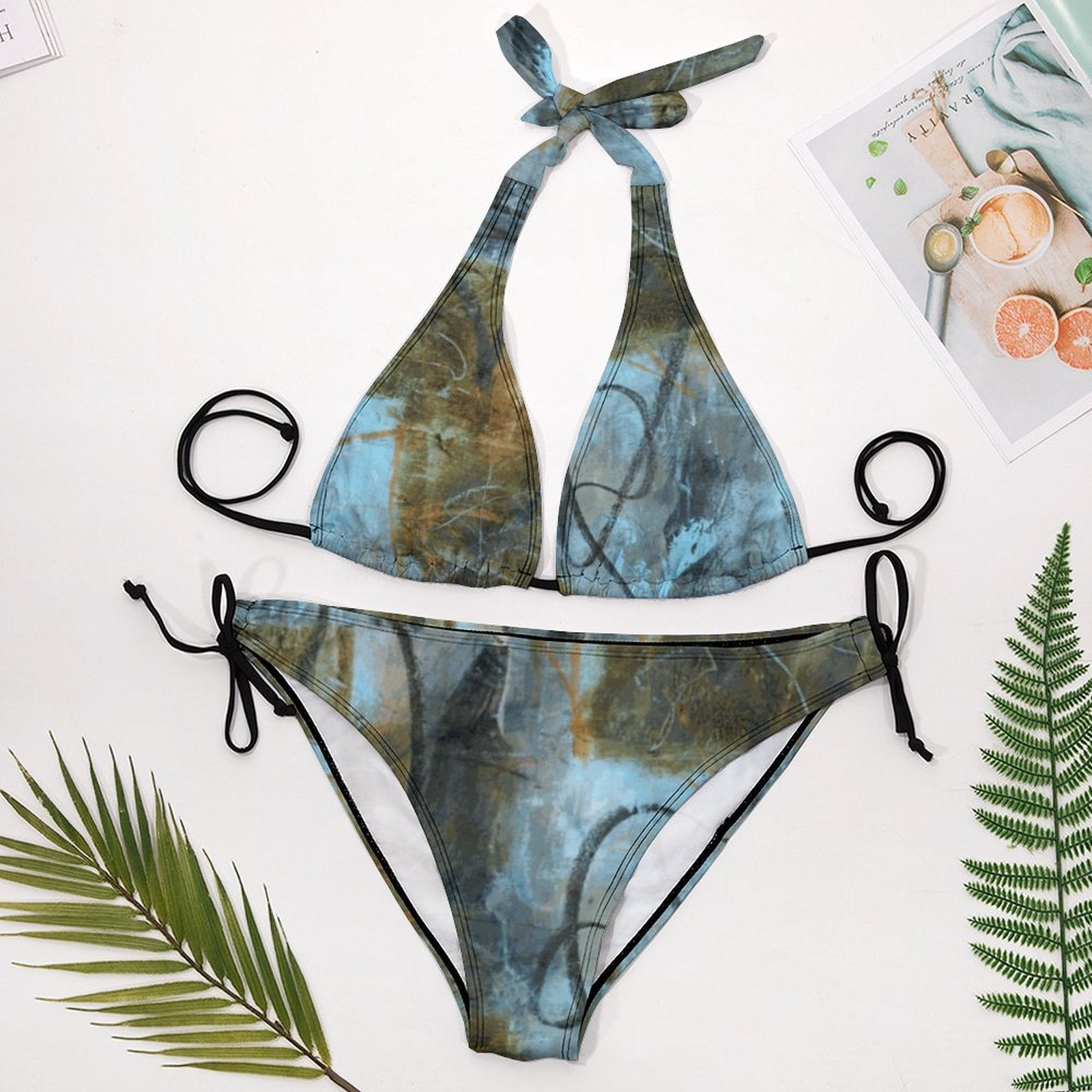 Plus Size Women‘s Halter Bikini Set(All-Over Printing)