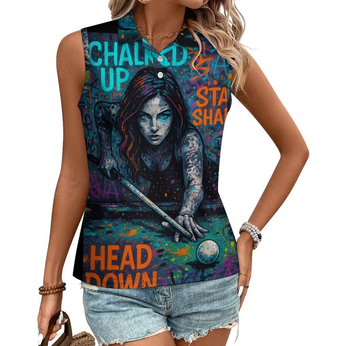 Chalked Up Women's Sleeveless Polo Shirt