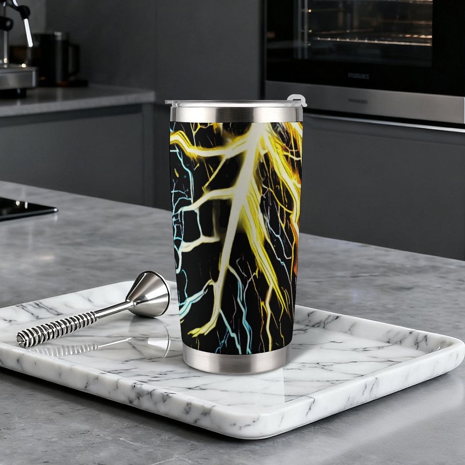 Electrifying 20oz Silver Rim Car Cup