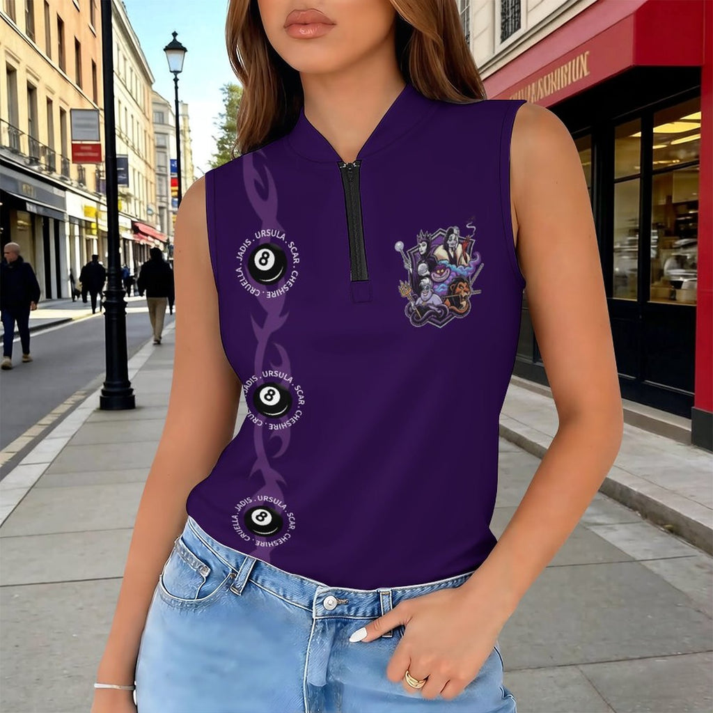 The Villains UPF50+ Women's Sunscreen Golf Tank with zipper
