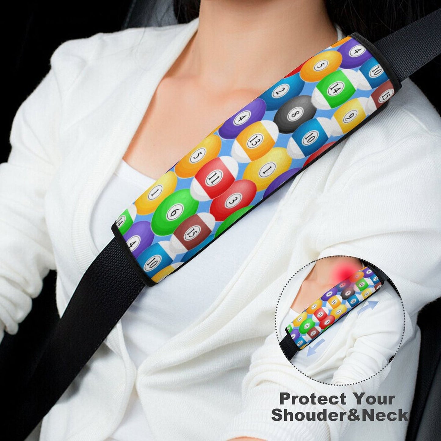 Pool Ball Car Seat Belt Shoulder Pad – Neoprene Shoulder Cushion Cover