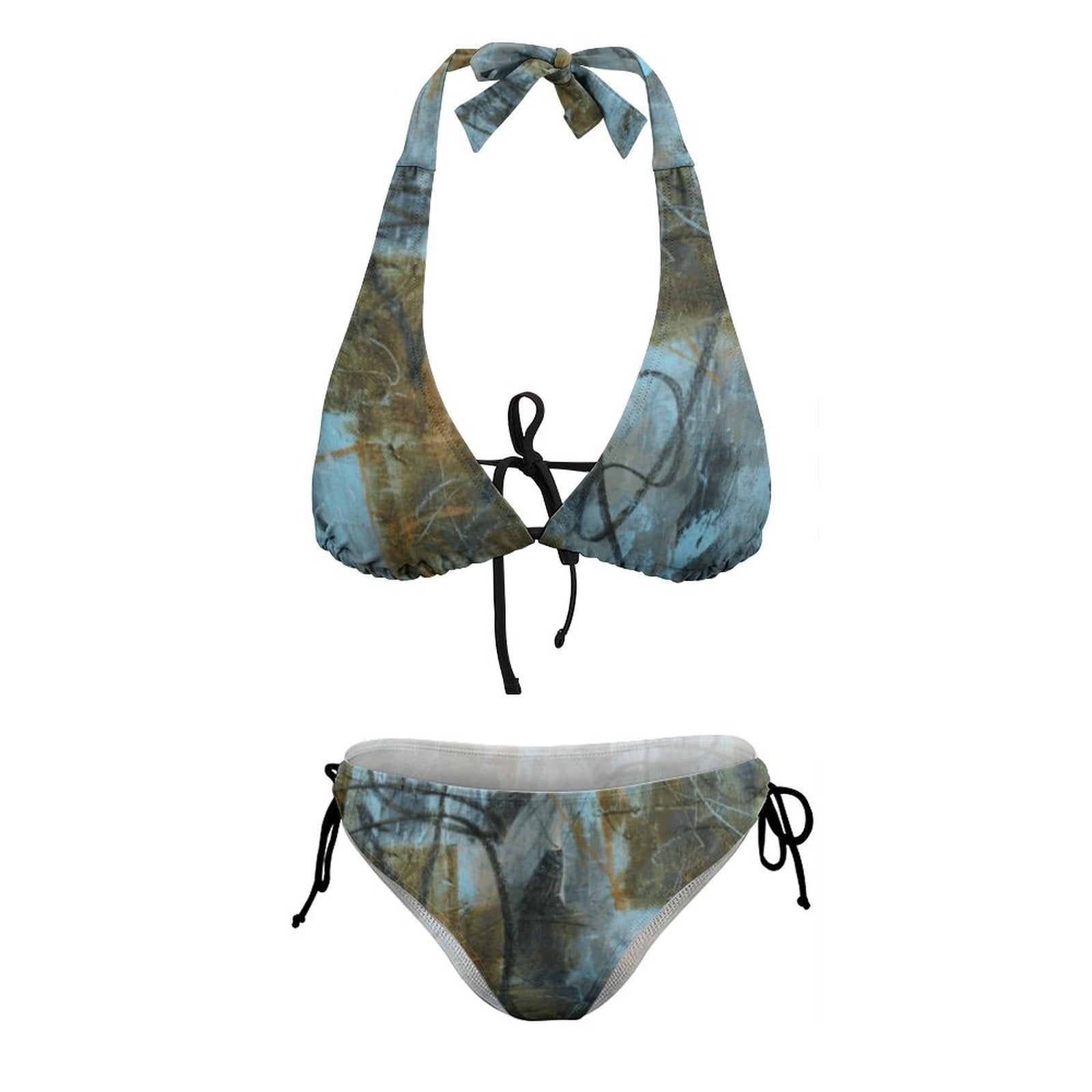 Blue Felt  Halter Bikini Set