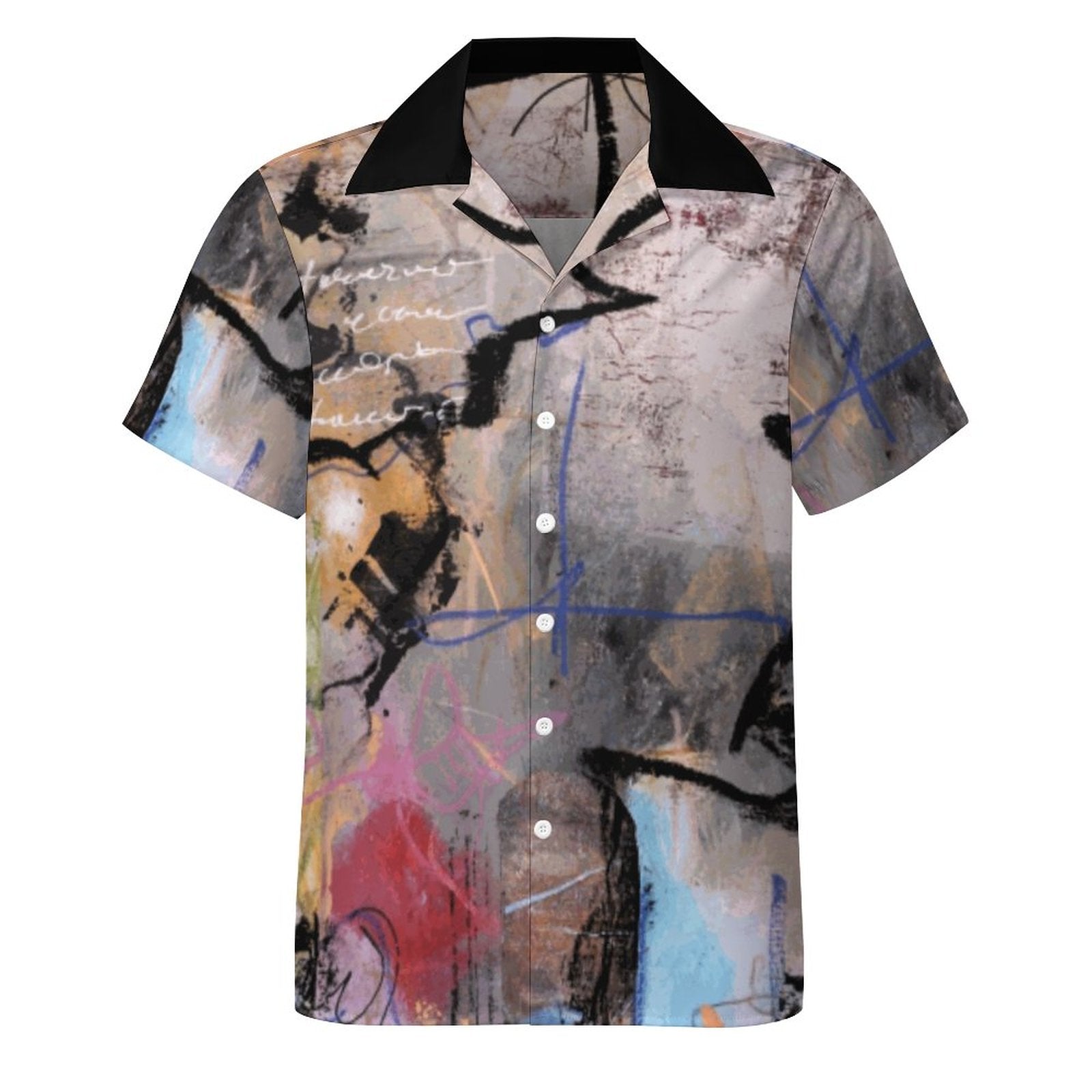 City Collection - Men's Cuban Collar Button Down Shirt (Crack)