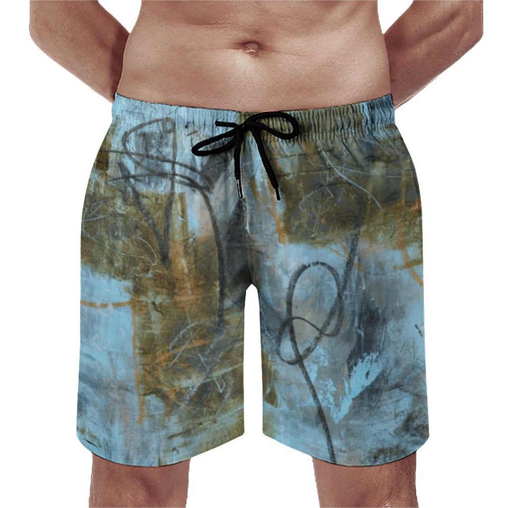 Blue Felt Men's Board Shorts | Premium Billiards-Inspired Swim Shorts