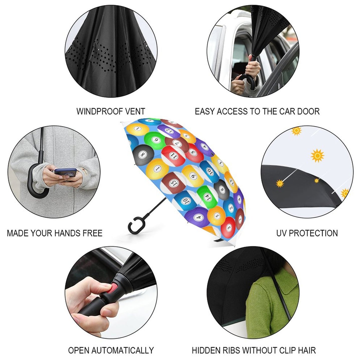 Pool Balls Collection: Car Reverse Umbrella