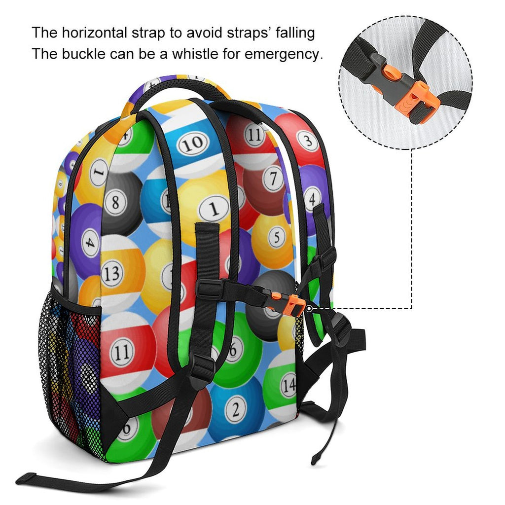 Pool Balls Collection: Durable Children's School Backpacks(2 Sites)