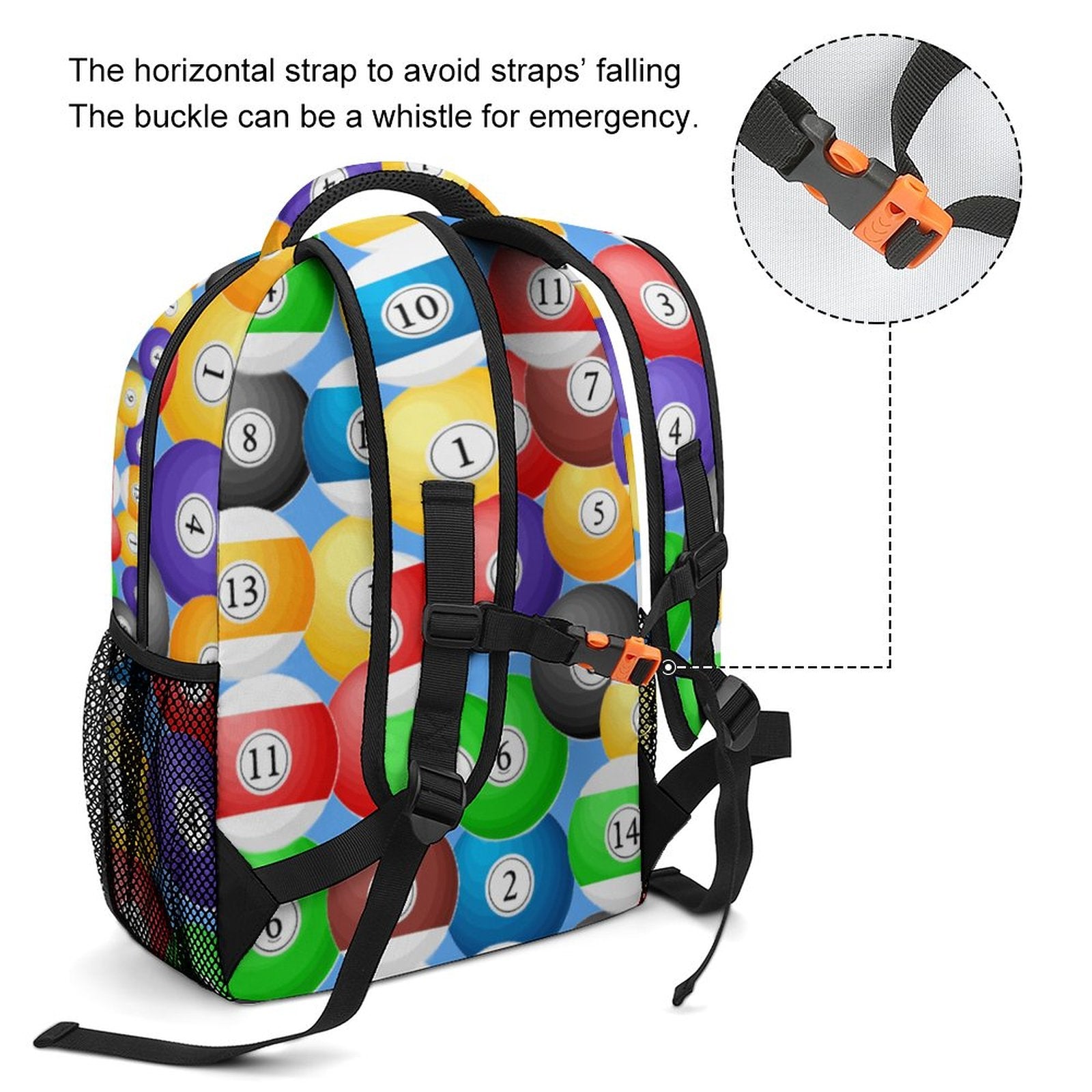 Pool Balls Collection: Durable Children's School Backpacks(2 Sites)