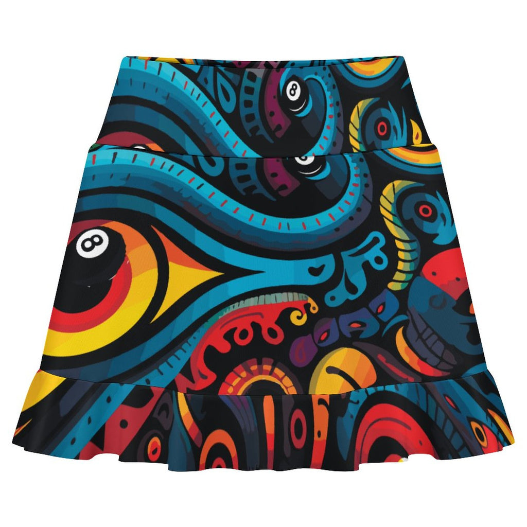 180gsm Ruffled Yoga Skort with Pockets(All-Over Printing)