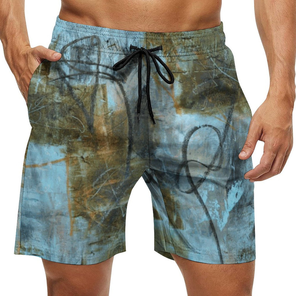 Blue Felt Men's Board Shorts | Premium Billiards-Inspired Swim Shorts