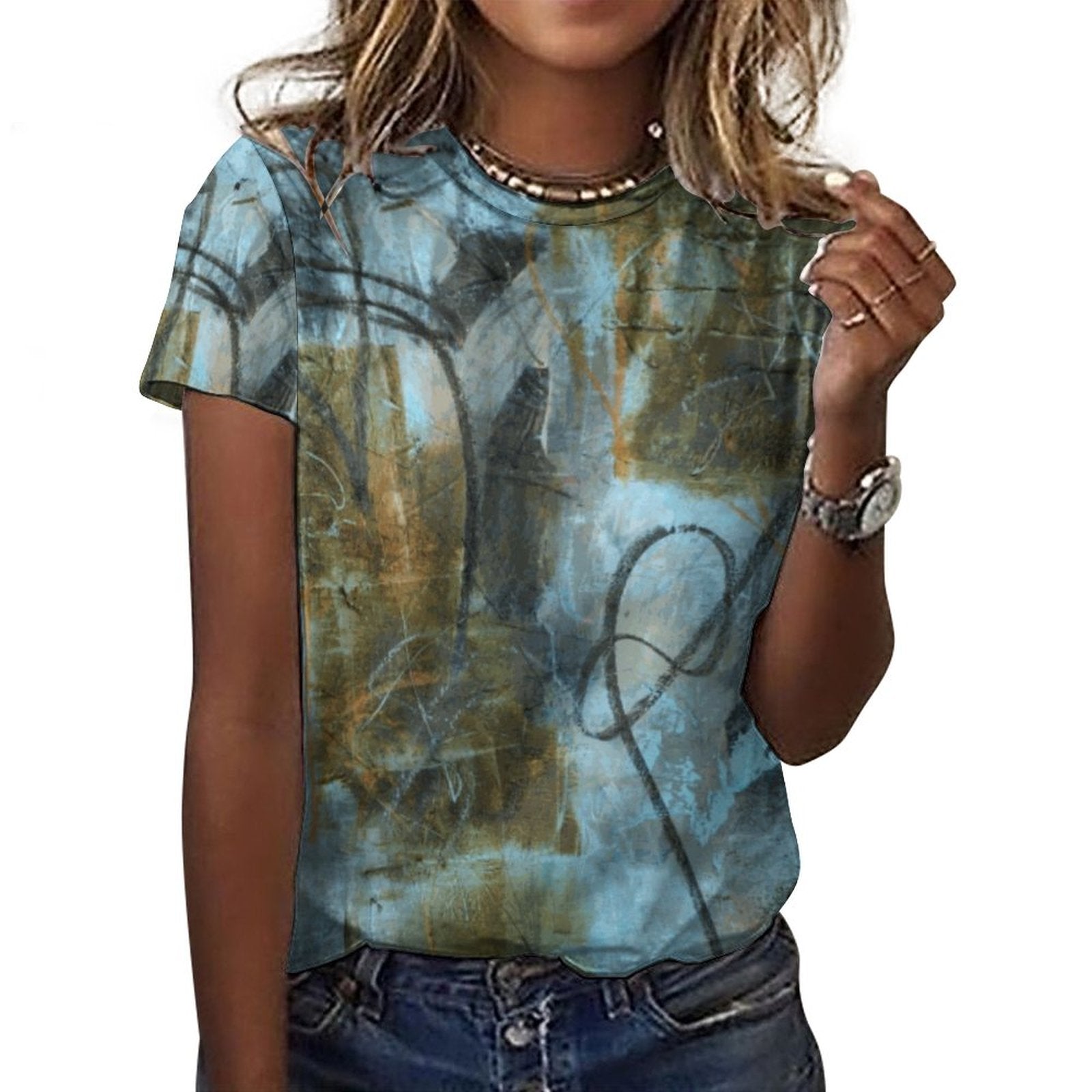 DTG 190gsm Cotton Summer Short Sleeve T-Shirts for Women(All-Over Printing)