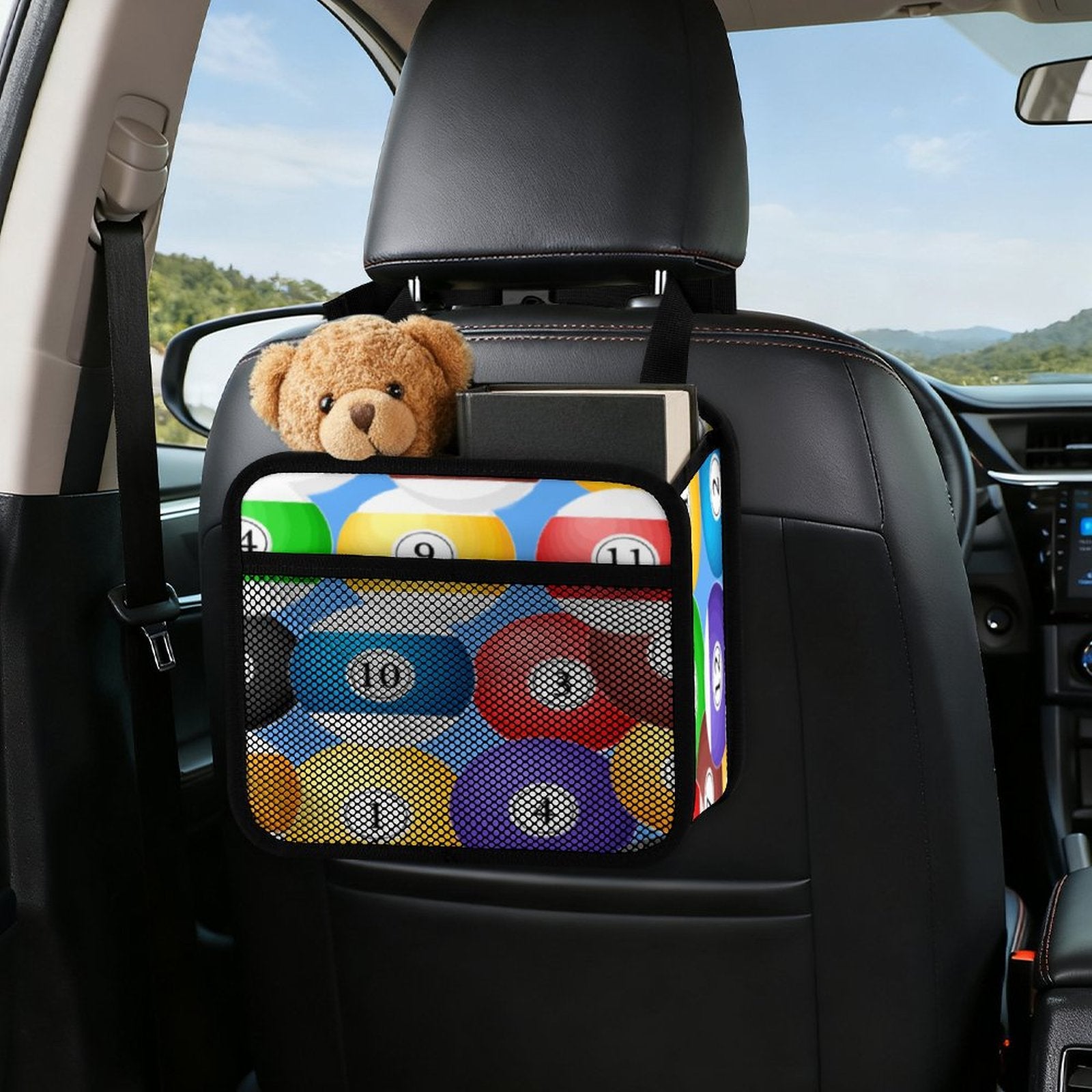 Poolball Car Seat Storage Bag – PU Leather Auto Organizer