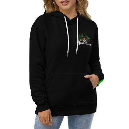 High I-Cue MN  Cool Unisex Hoodie with Double-layer Cap and Green Stripe On Sleeve
