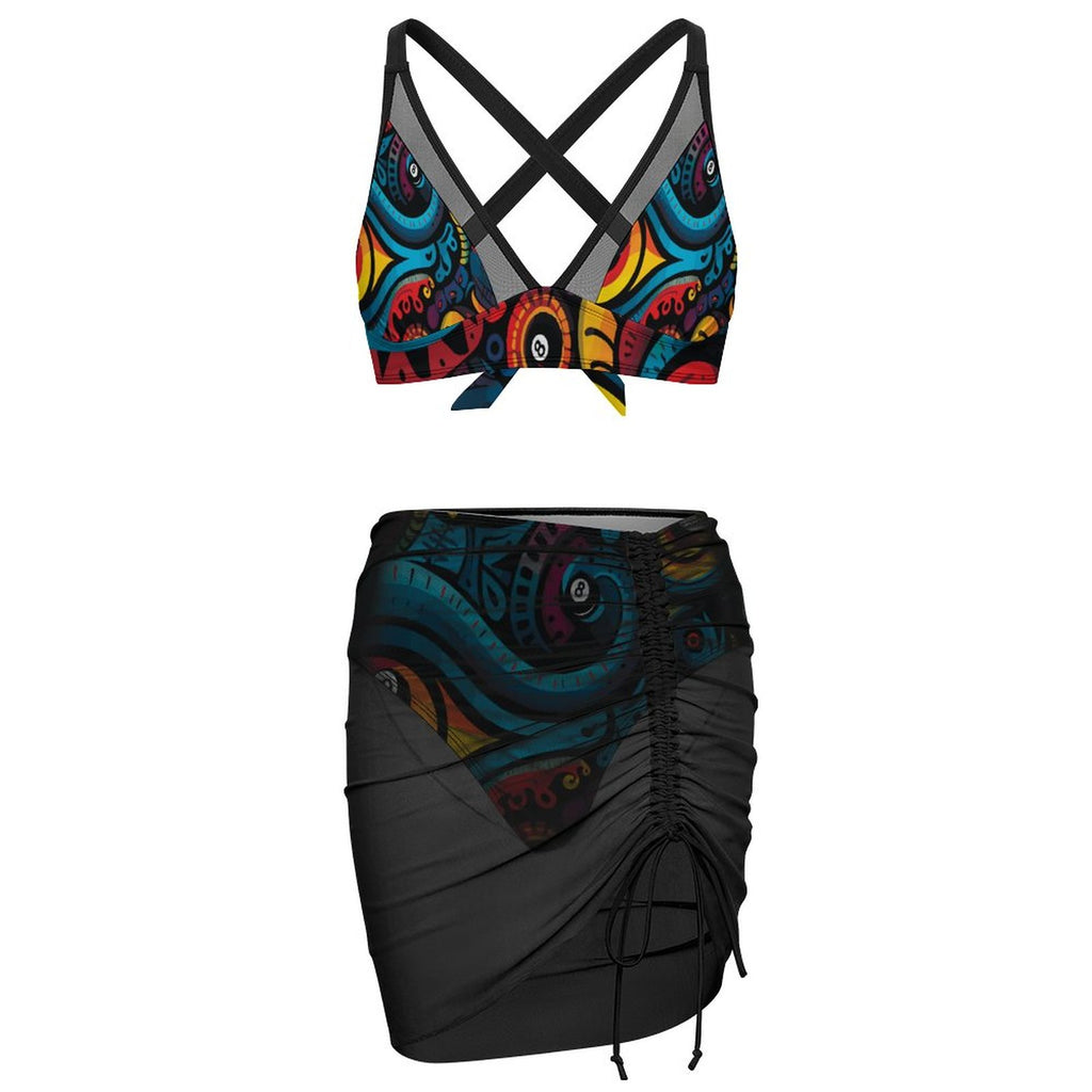 Dead Stroke Netted Swimsuit Set For Women