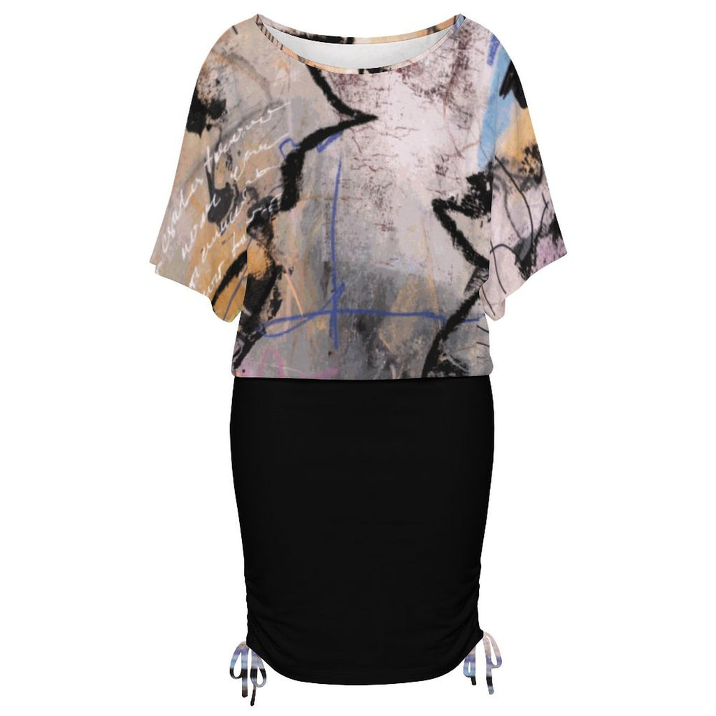 City Collection - Women's Bat Sleeve Ruched Dress