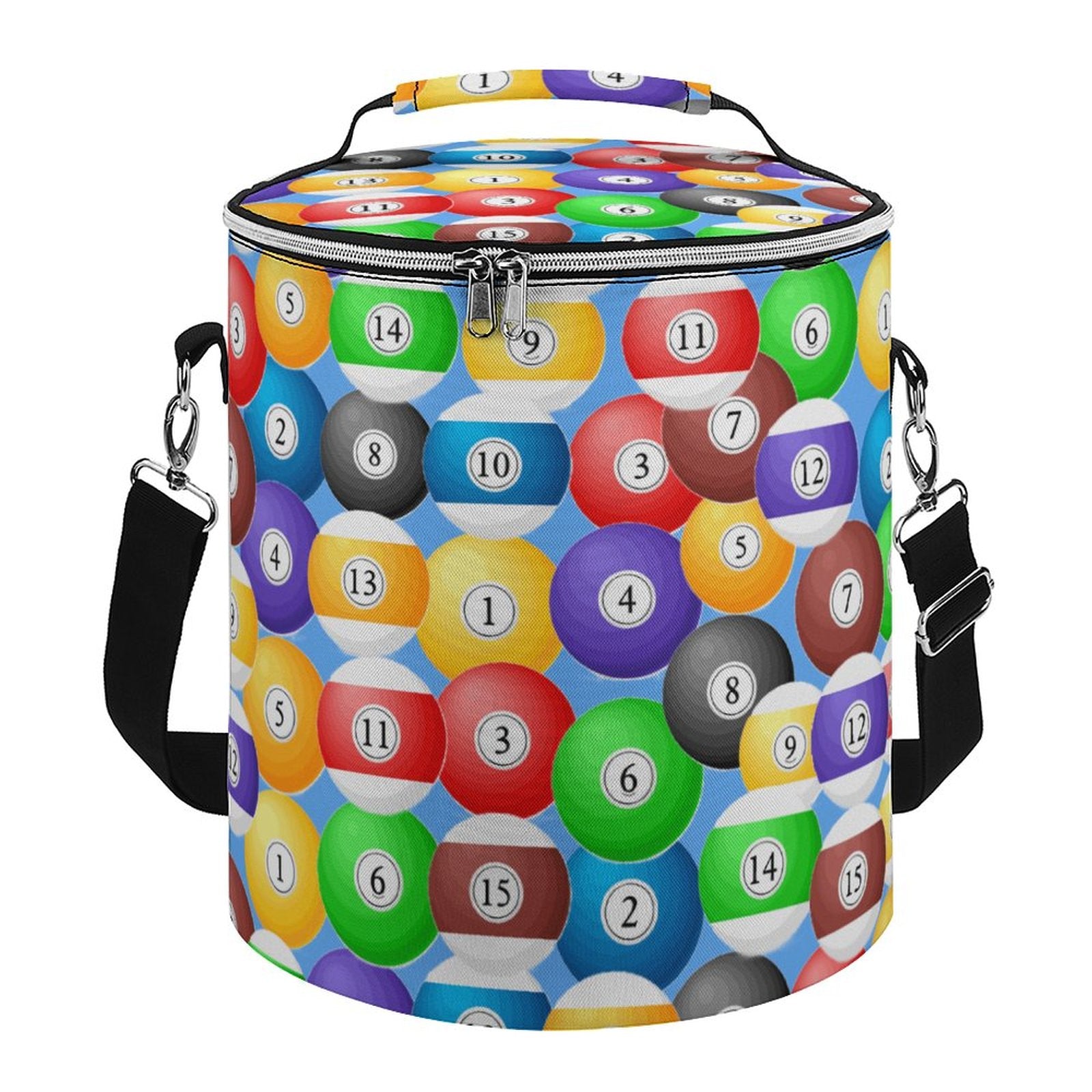 Pool Balls Collection: Round Collapsible Insulated Cooler Bag with Shoulder Strap