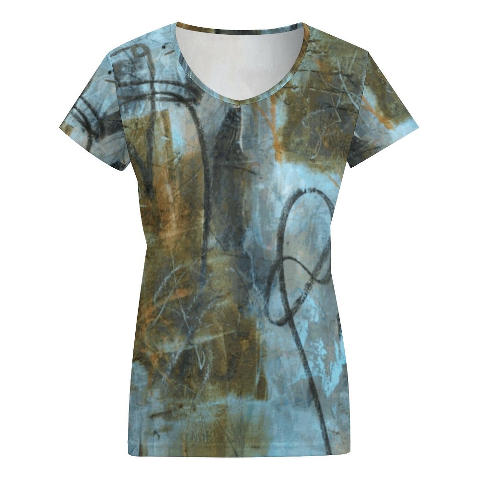 V-neck Short Sleeve T-Shirt(All-Over Printing)