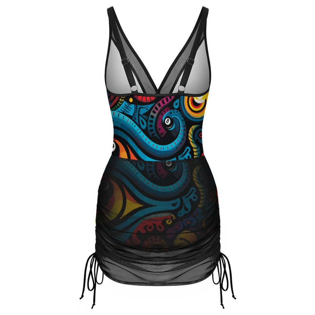 Dead Stroke Mesh One Piece Swimsuit For Women(