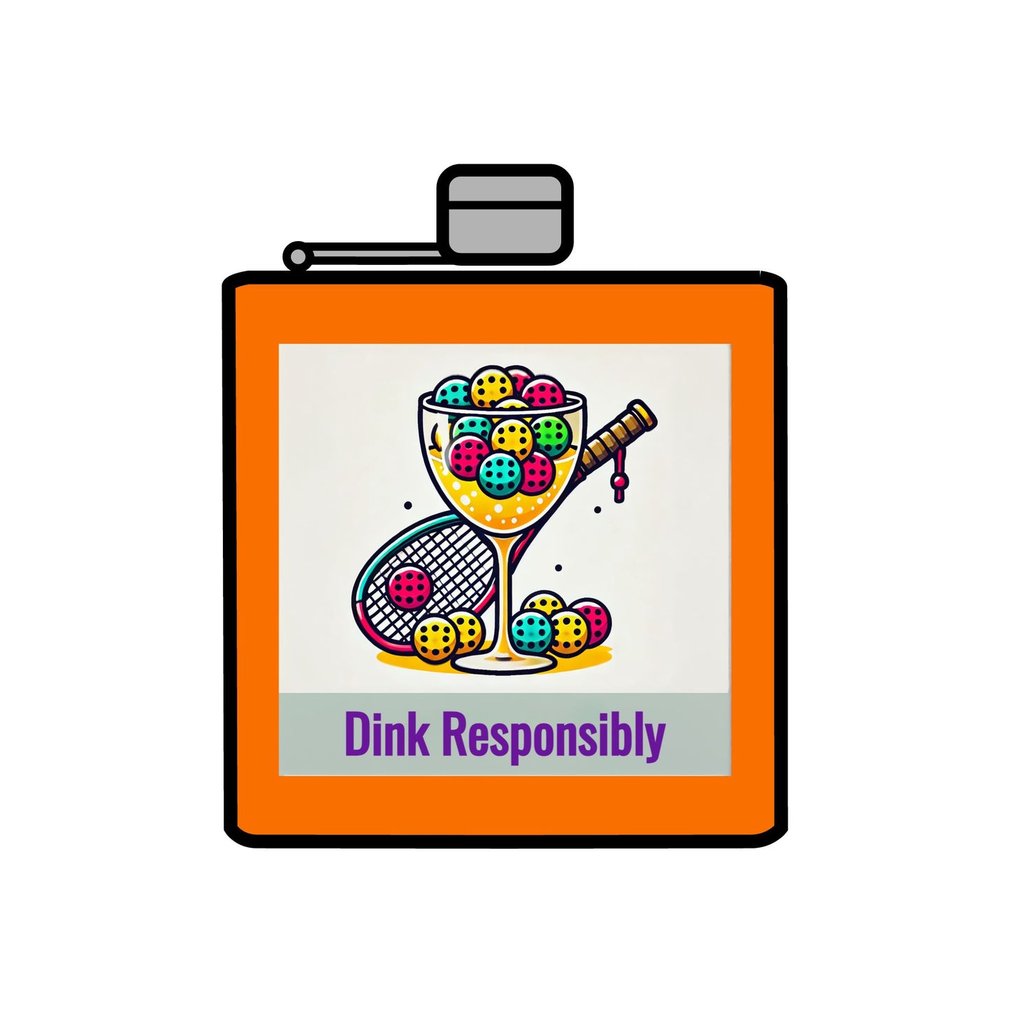 Pickleball "Dink Responsibly" Stainless Steel 6oz Flask