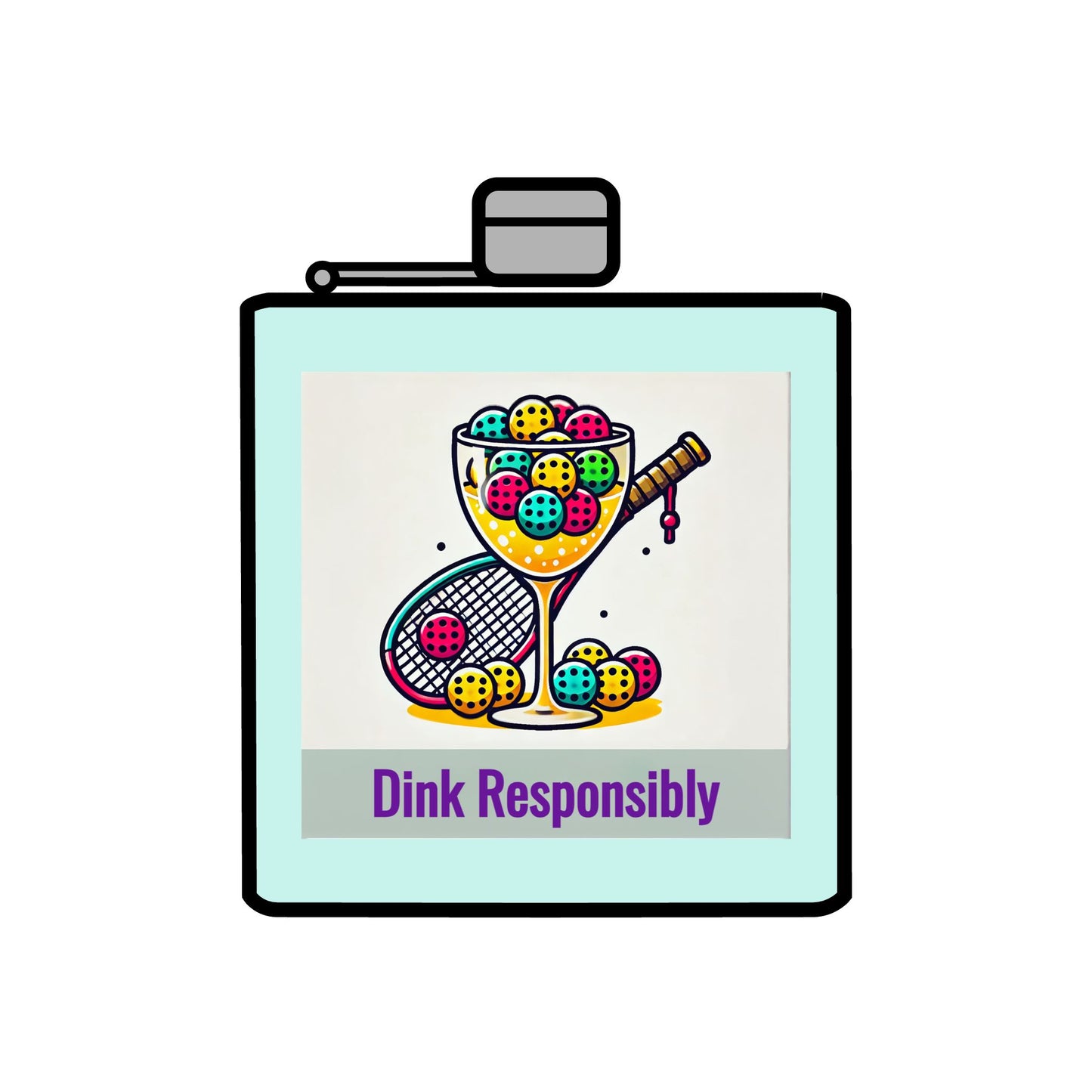 Pickleball "Dink Responsibly" Stainless Steel 6oz Flask