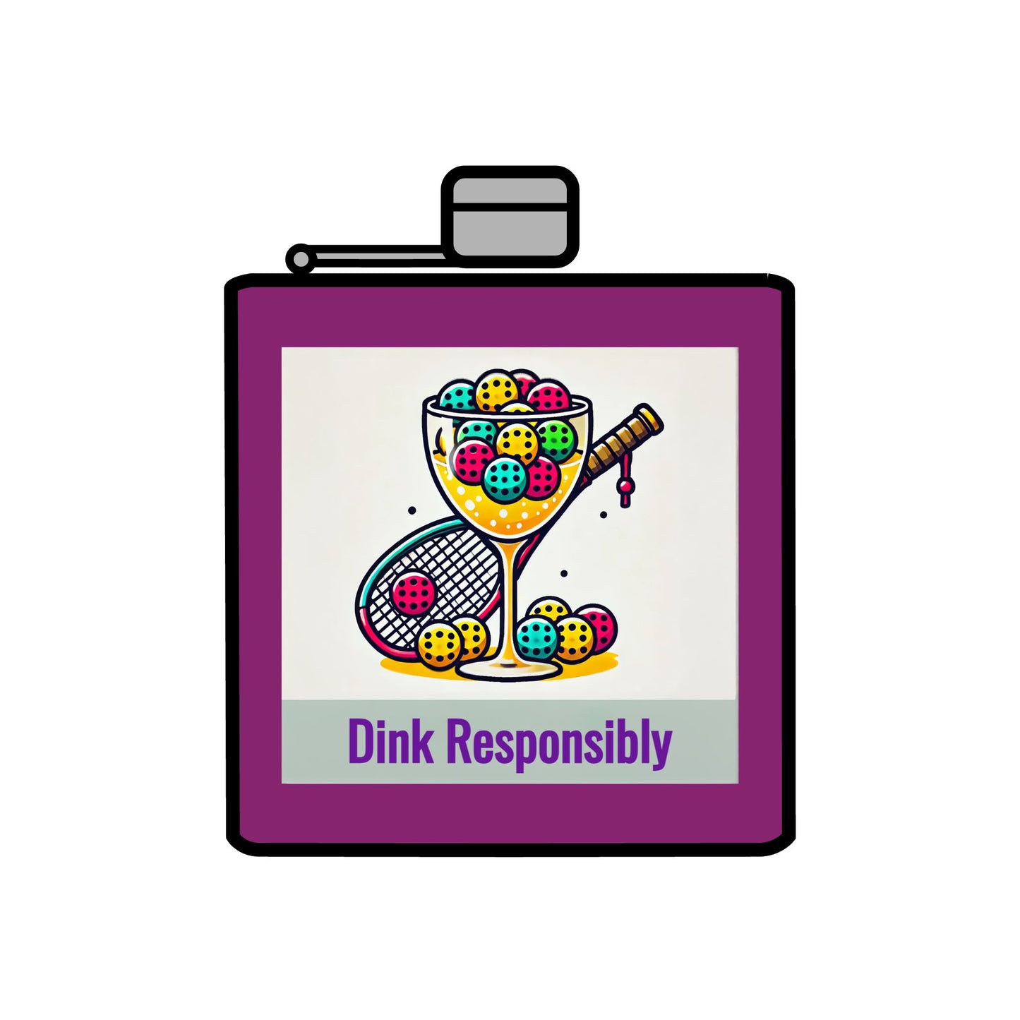 Pickleball "Dink Responsibly" Stainless Steel 6oz Flask