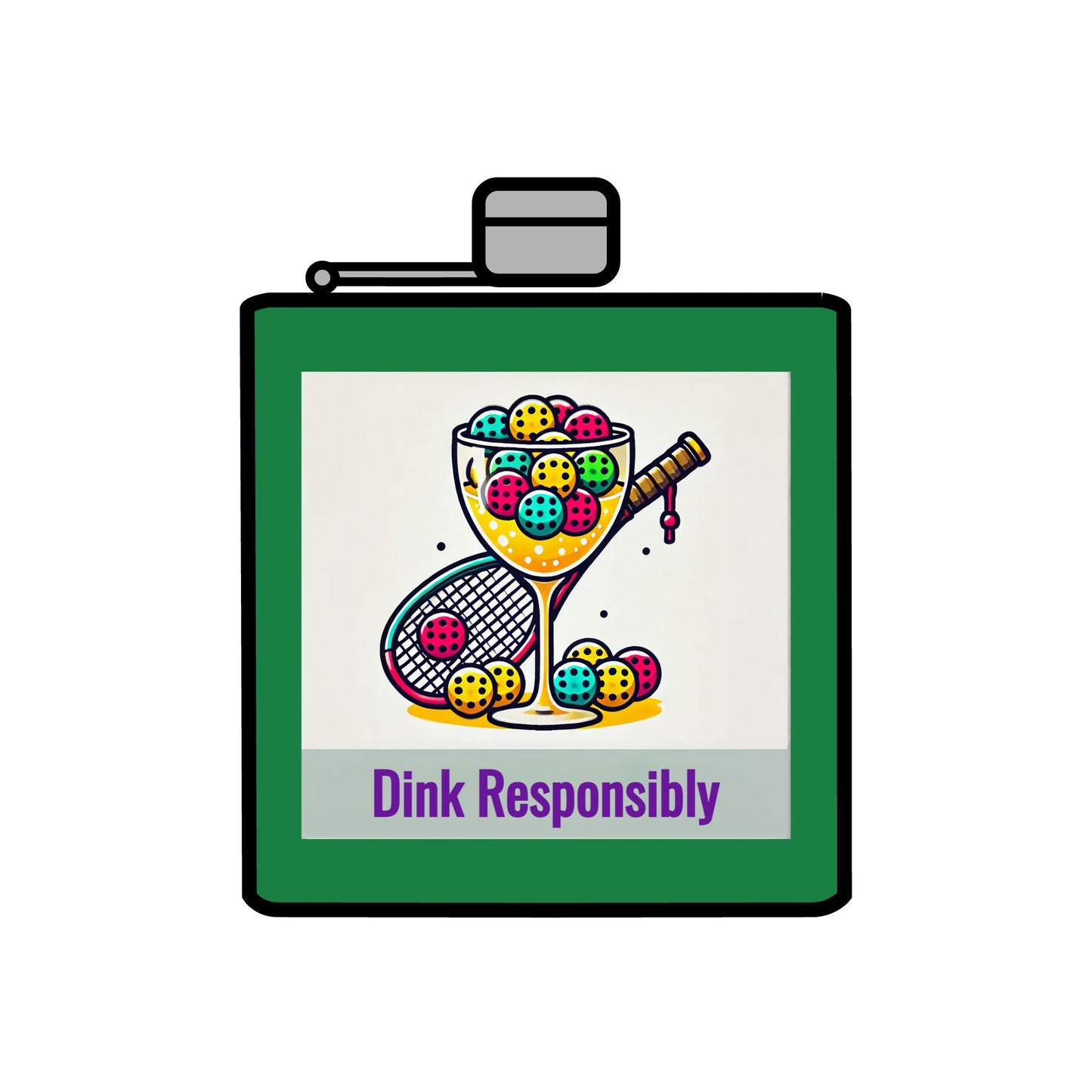 Pickleball "Dink Responsibly" Stainless Steel 6oz Flask