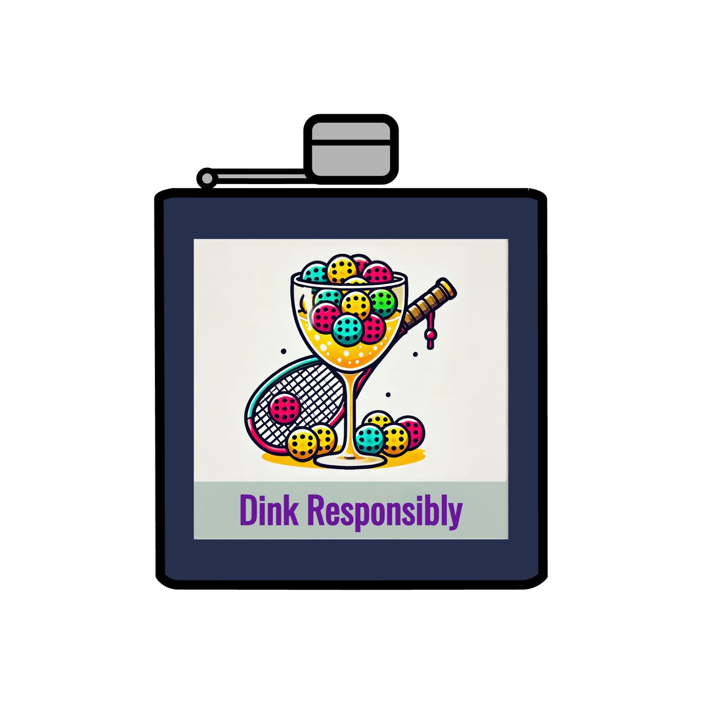 Pickleball "Dink Responsibly" Stainless Steel 6oz Flask