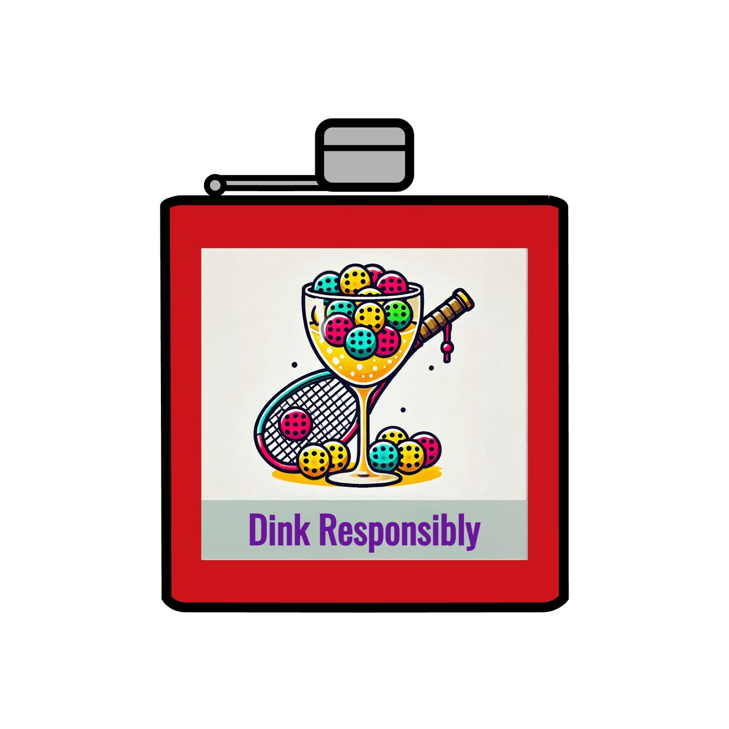 Pickleball "Dink Responsibly" Stainless Steel 6oz Flask