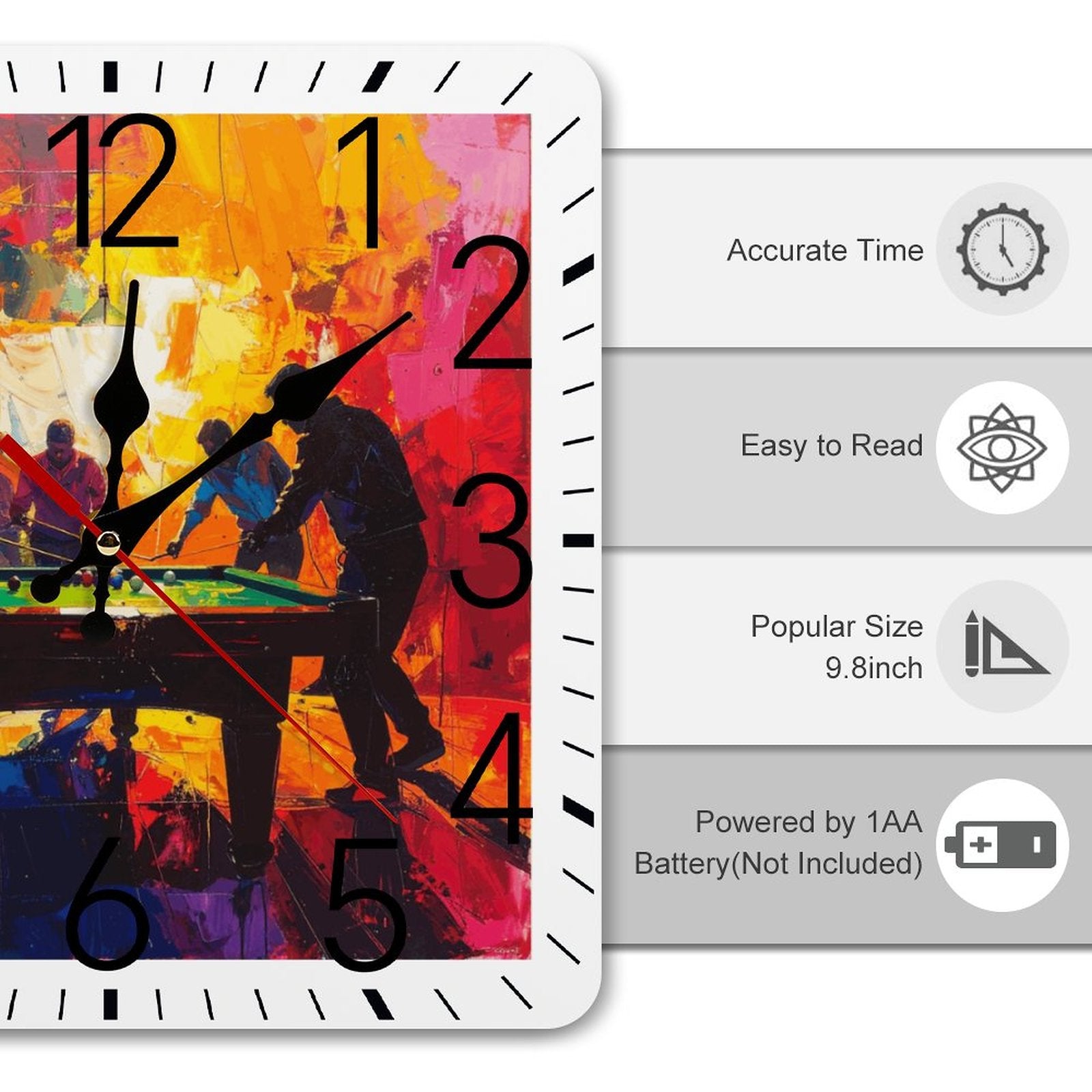Square Wall Clock-9.8"x9.8"/25x25cm