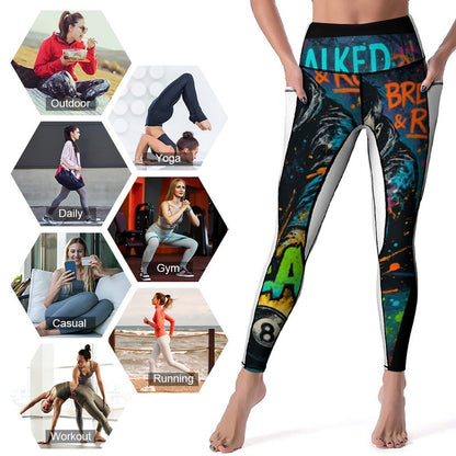 Custom Print Patterned Yoga Pants with 2 Pockets (All-Over Printing)