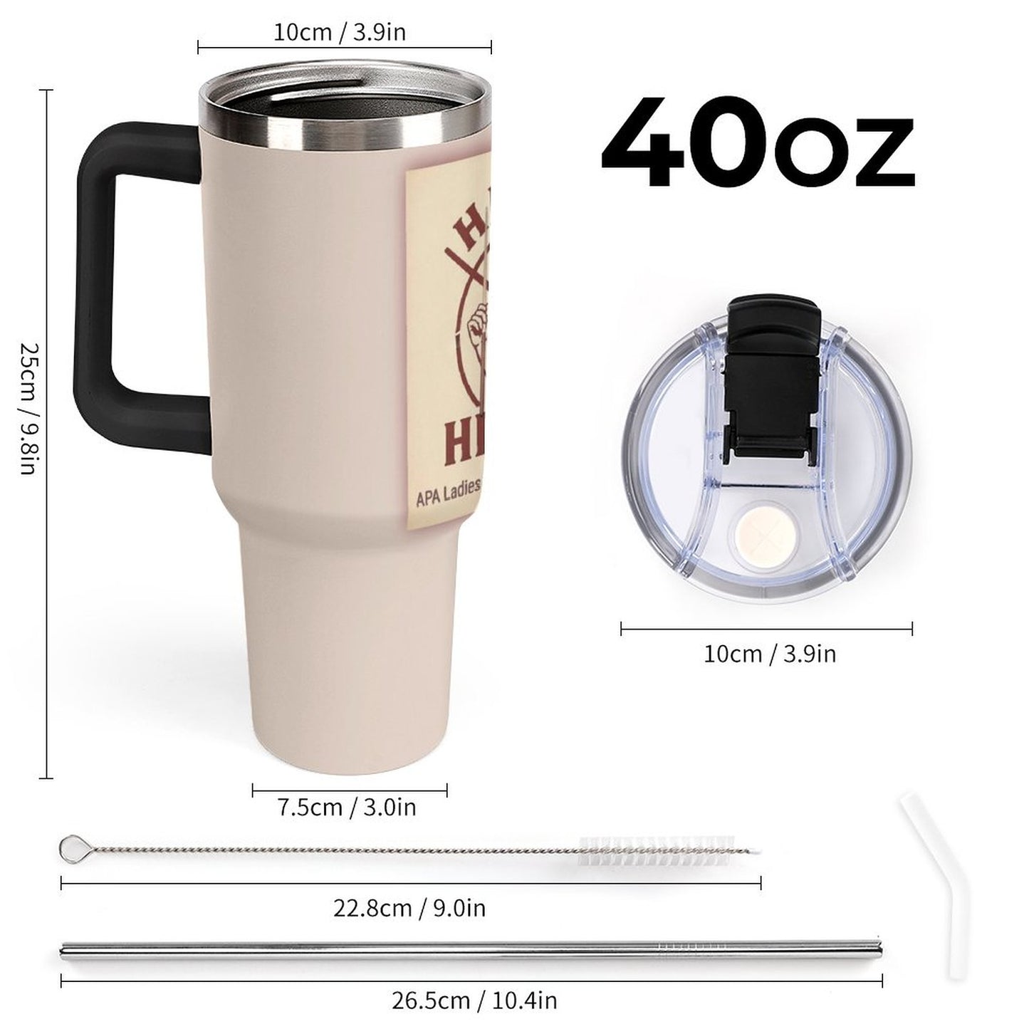 40oz Insulated Tumbler with Handle and Straw