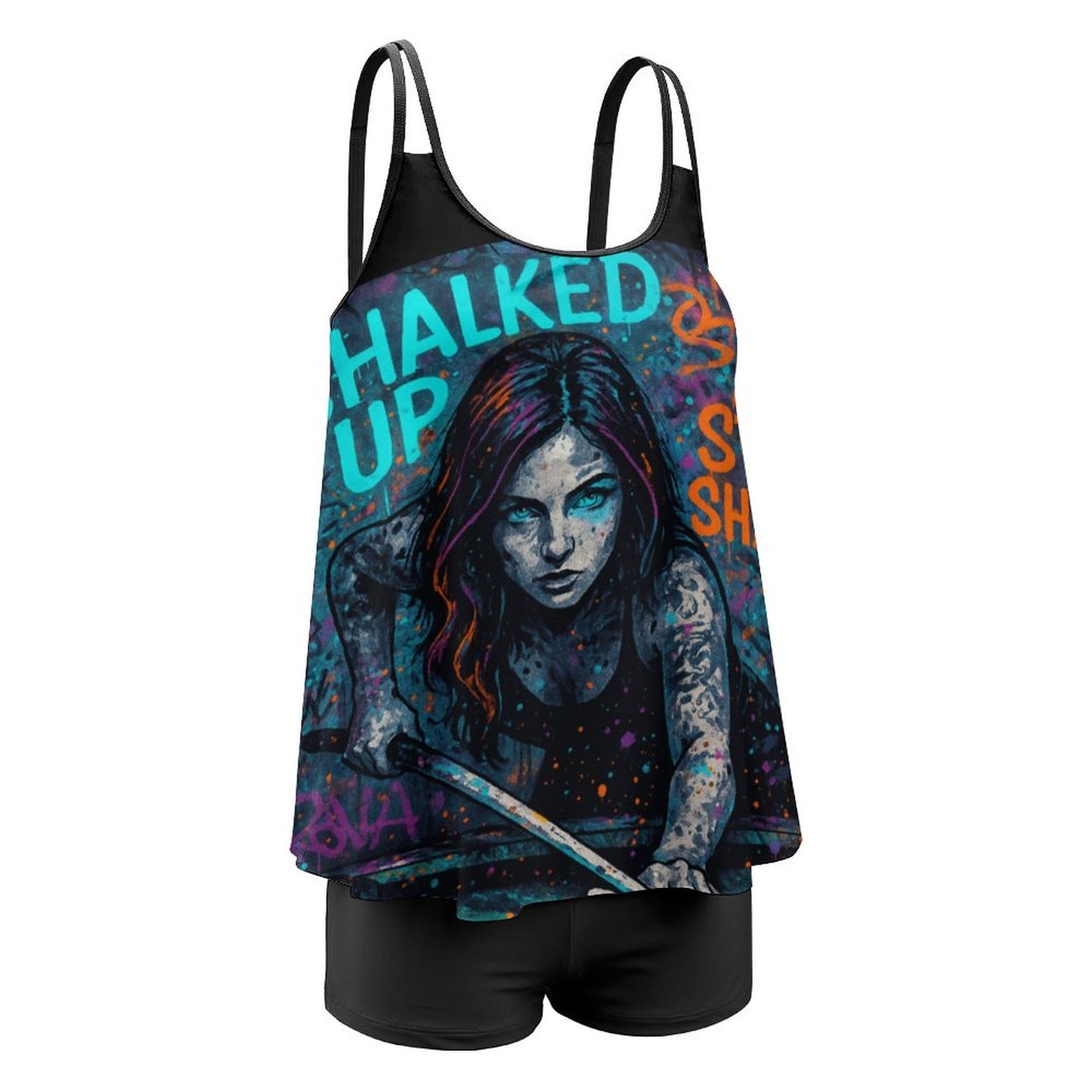 "Chalked UP"  – Women’s Two-Piece Tankini Swimsuit | Pool Player Edition