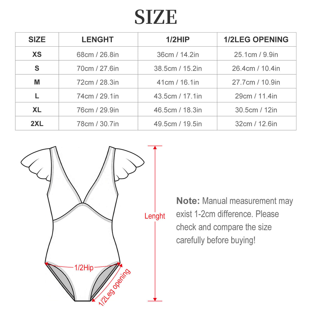 V Neck Flutter Sleeve One Piece Swimsuit(All-Over Printing)