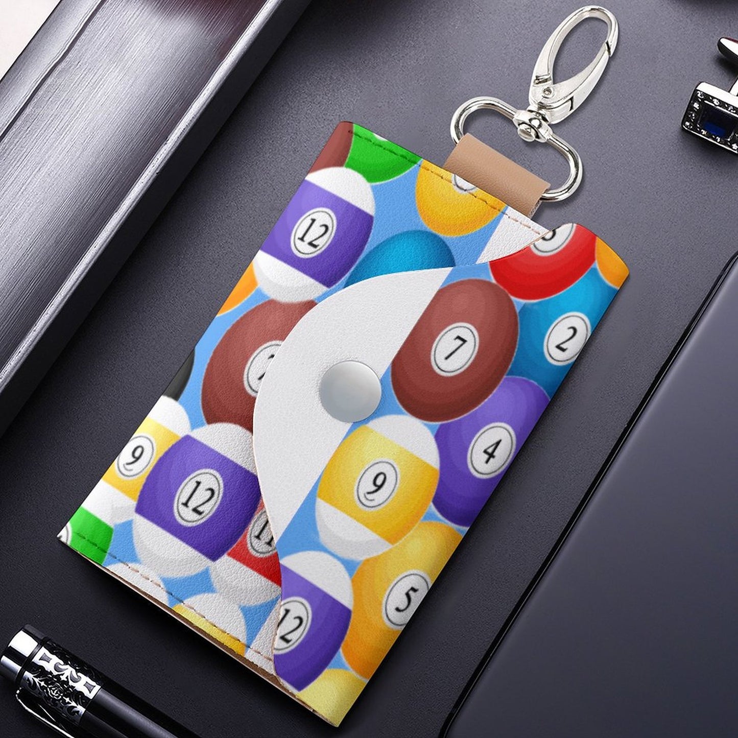 Leather Key Holder Pouch – Pool Balls Collection