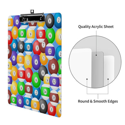 Pool Balls Collection: Acrylic Clipboard (A4)