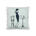 Elegant Cafe Lady Accent Pillow (black and white back)