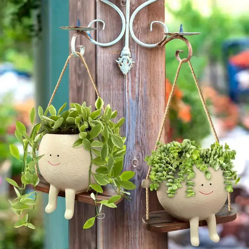 Whimsy Swinging Face Planter