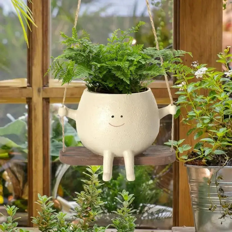 Whimsy Swinging Face Planter